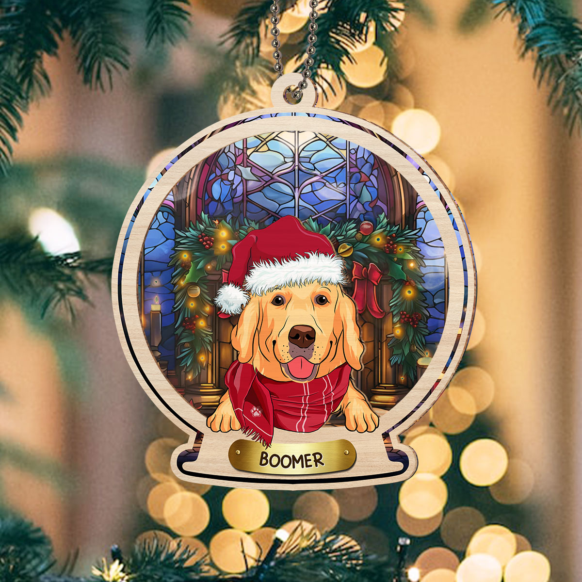 Custom Keepsake Christmas Ornament •  Snow Globe Dog - Personalized Suncatcher Ornament