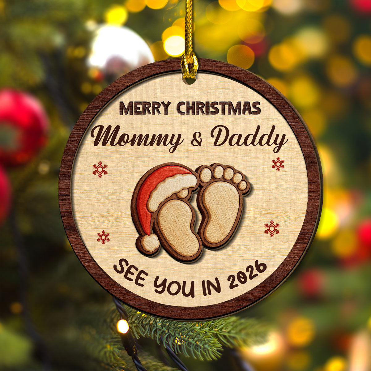 Custom Family Ornament, Christmas Gift for Family Members •  We Are Expecting You - Personalized 2-Layered Wood Ornament
