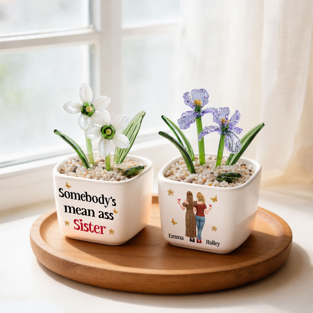 The Mean Ass Sister - Personalized Glass Birth Month Flower