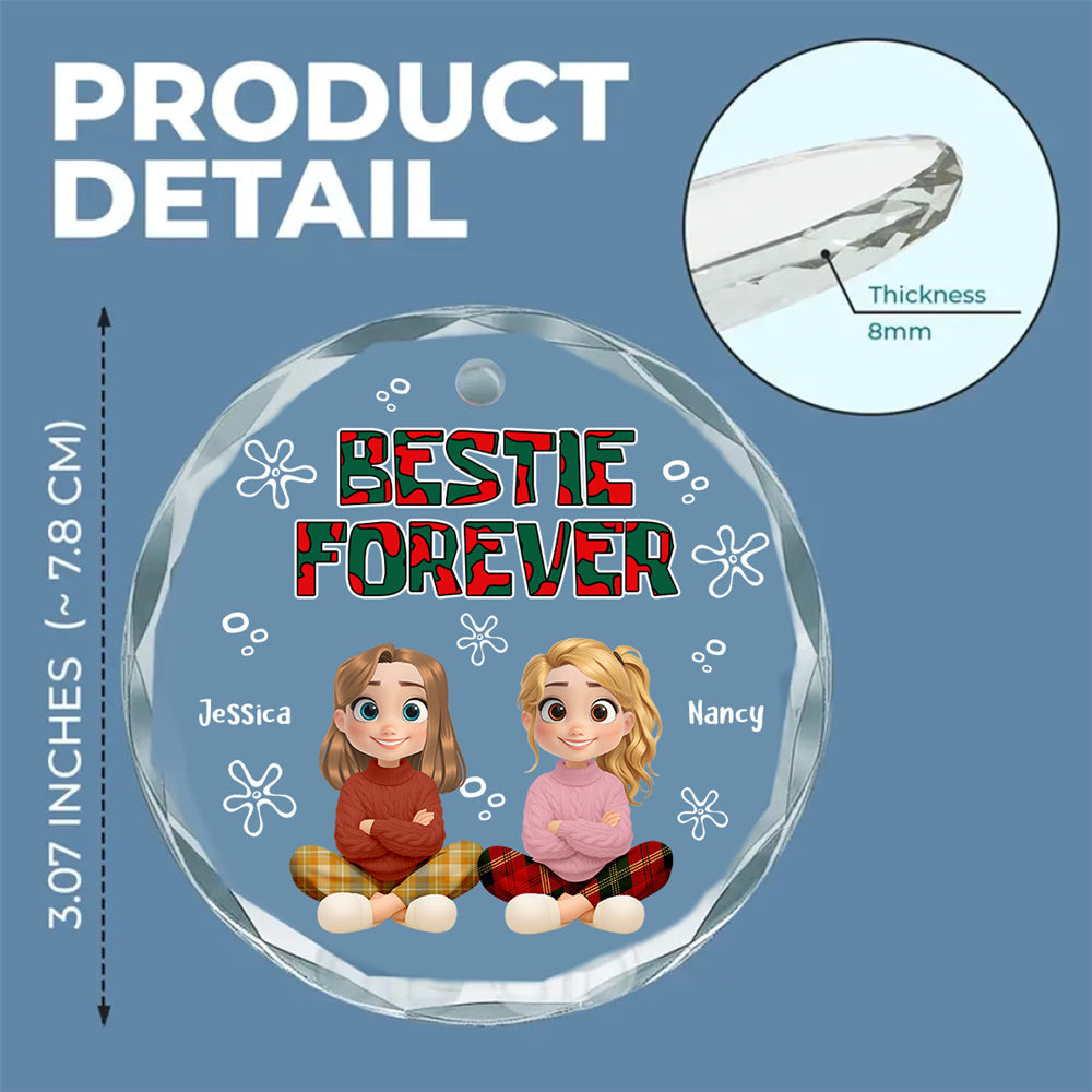 Custom Friendship Christmas Ornament, Best Friend Gift •  My Best Girl - Personalized Glass Ornament