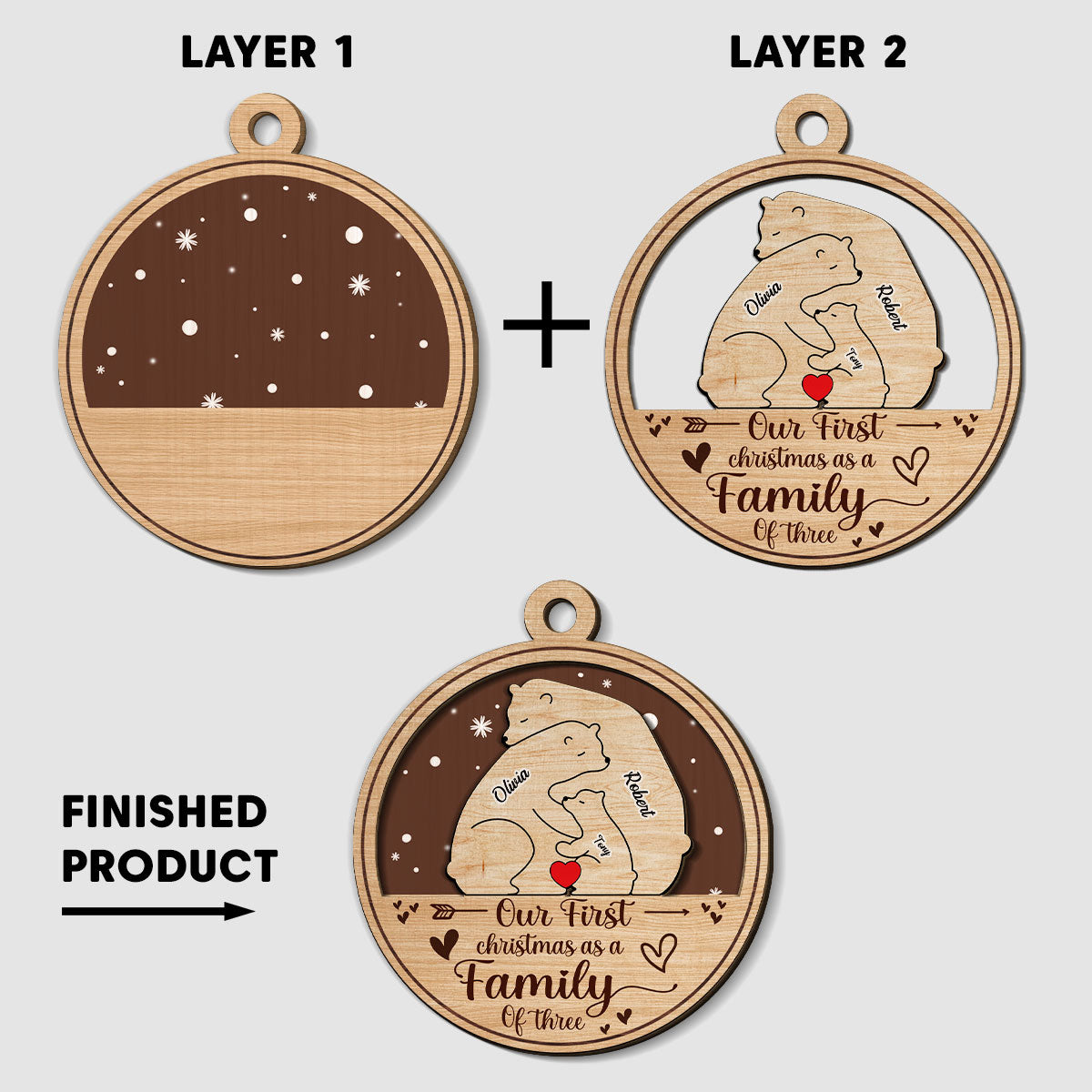 Custom Family Ornament, Christmas Gift for Family Members •  Family Is The Greatest Christmas Gift - Personalized 2-Layered Wood Ornament