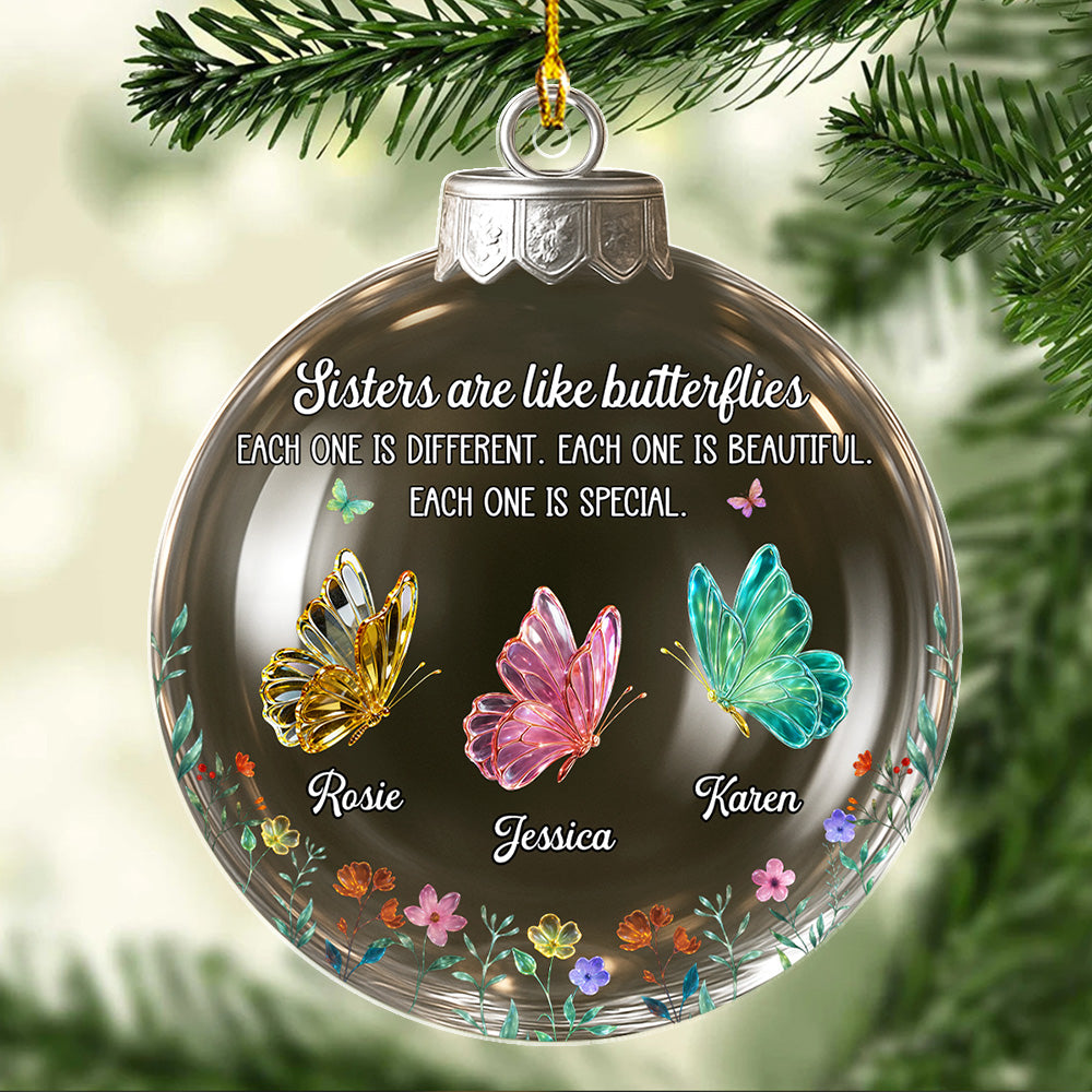 Custom Sister Christmas Ornament •  Lovely Siblings - Personalized Acrylic Ornament