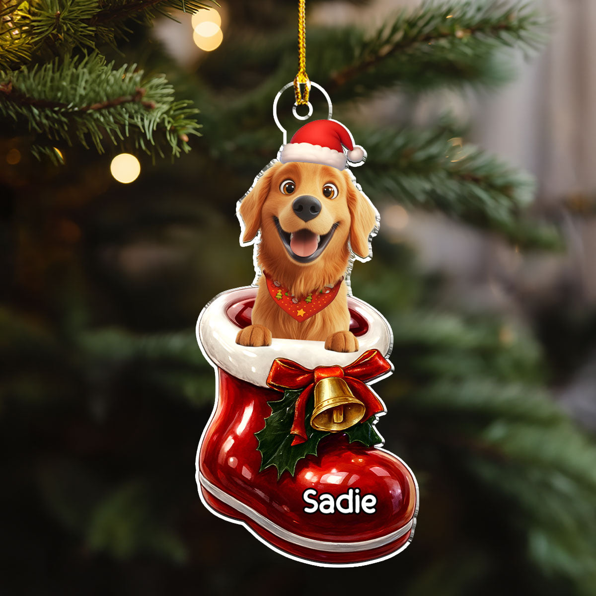 Custom Keepsake Christmas Ornament •  Here In Your Shoes - Personalized 3D Effect Acrylic Ornament