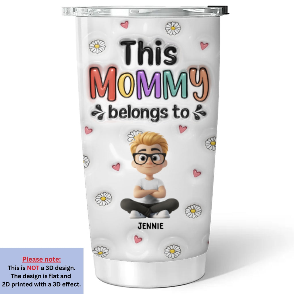 Custom Christmas Anniversary Gifts For Wife • This Mommy Belongs To - Personalized 3D Inflated Effect Tumbler
