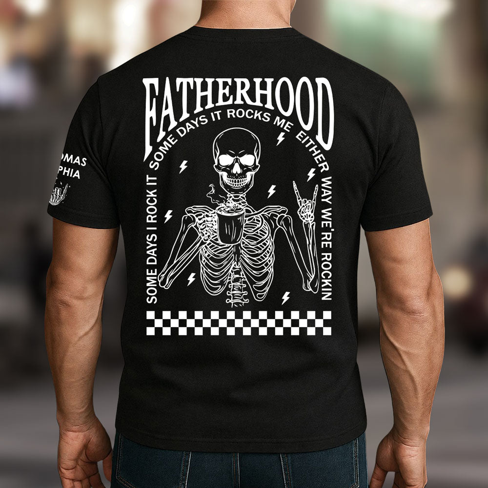 Custom Father's Day, Special Gift for Dad & Grandpa • Funny Skeleton Dad Shirt - Personalized Shirt With Design On Sleeve