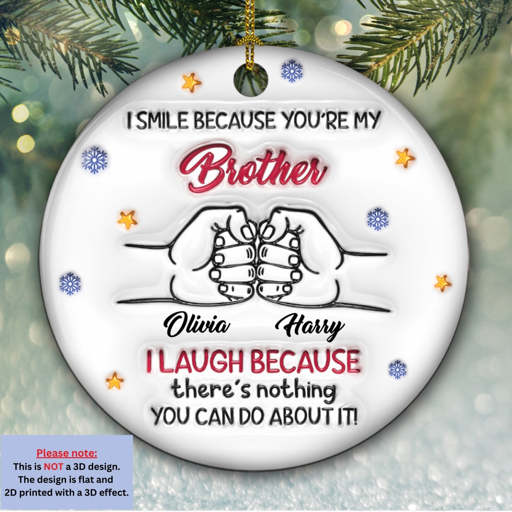 Custom Brothers & Sisters Christmas Ornament •  Forever Siblings - Personalized 3D Inflated Effect Ceramic Ornament