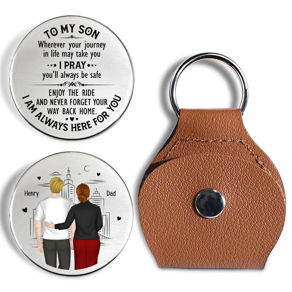 Custom Son Coin Keychain, Father's Day Birthday Gifts • Your Way Back Home - Personalized Pocket Hug