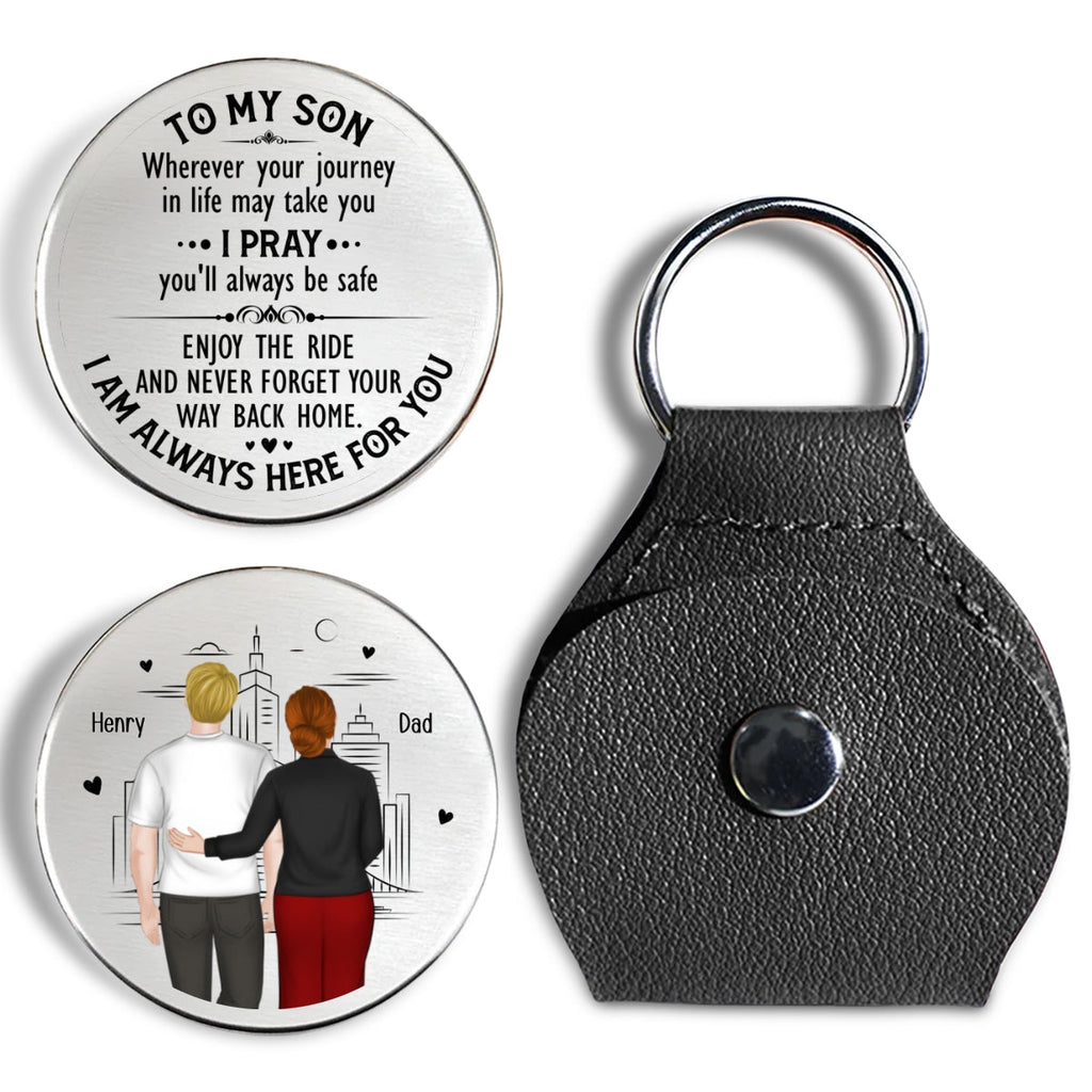 Custom Son Coin Keychain, Father's Day Birthday Gifts • Your Way Back Home - Personalized Pocket Hug