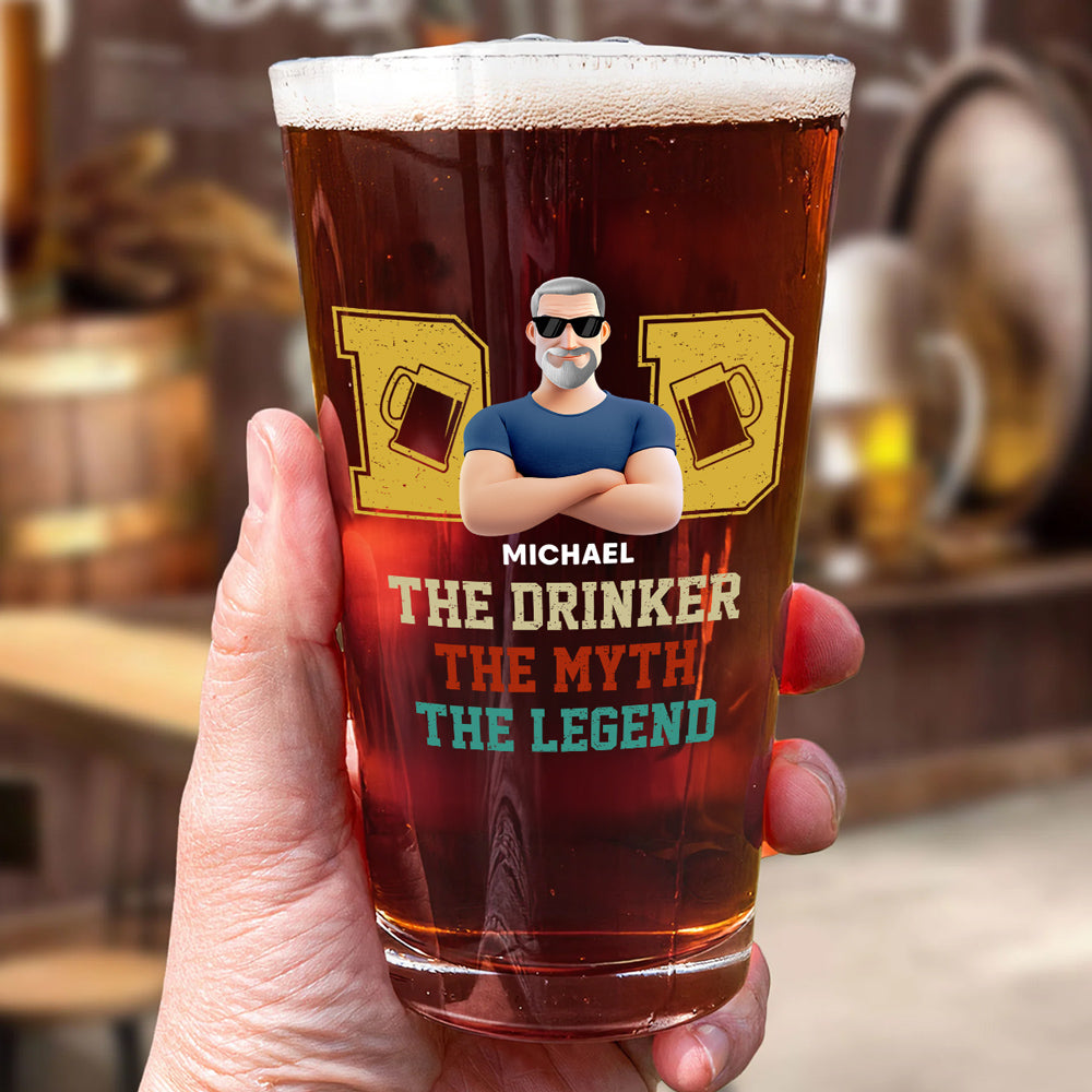 The Drinker The Myth The Legend - Personalized Beer Glass