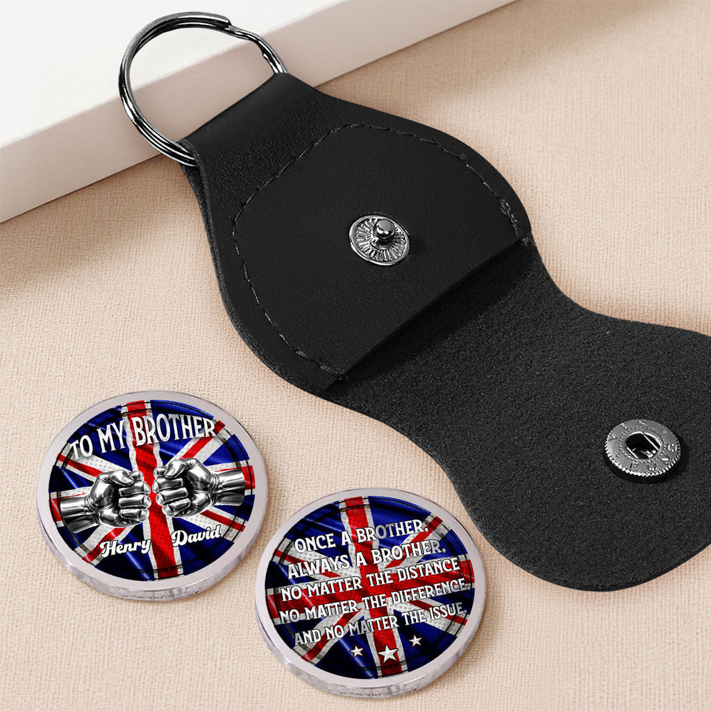 Custom Patriotic Coin Keychain for Brother, America 250th Anniversary • Always My Brother - Personalized Pocket Hug