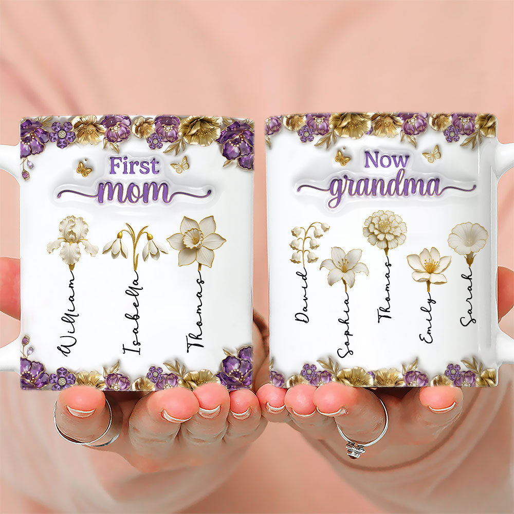 Custom Mother's Day Gift for Mom & Grandma • Mother Pearl Grandma Love - Personalized 3D Effect Mug