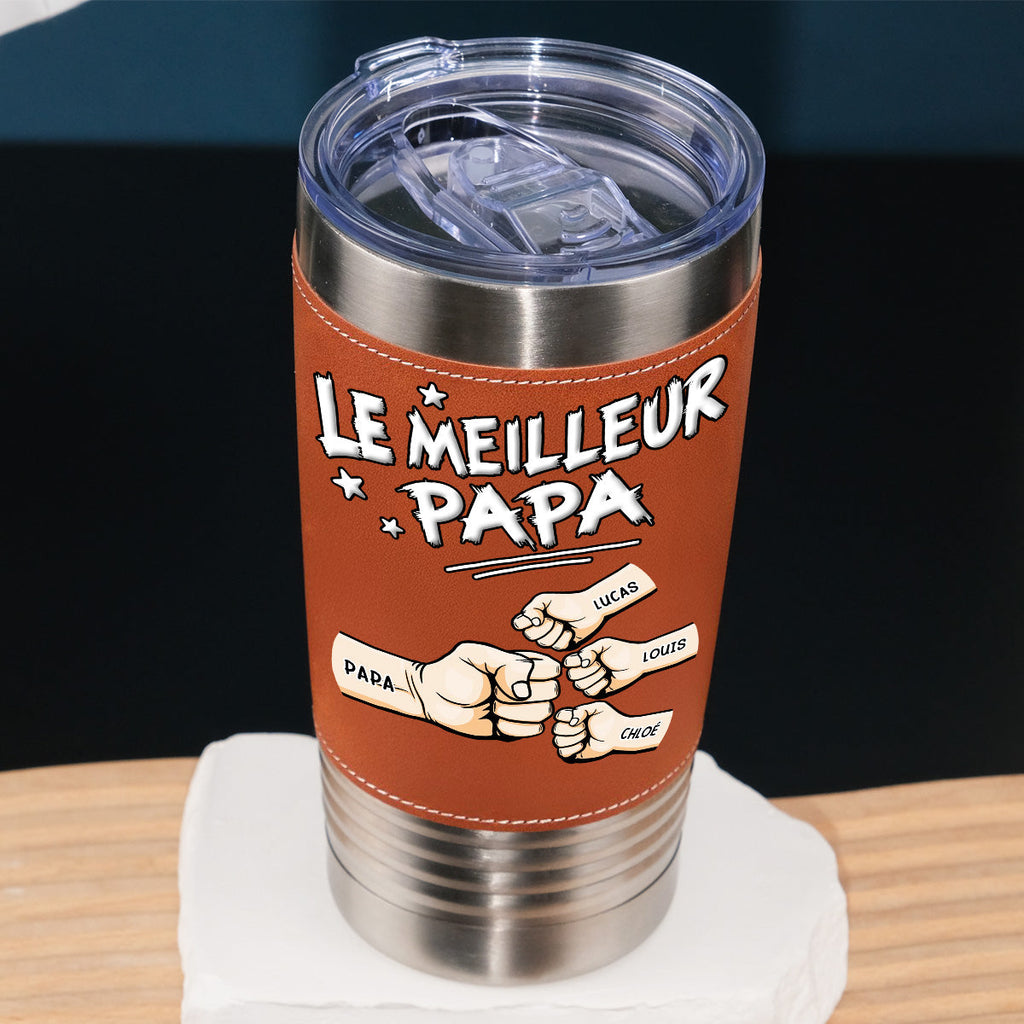 Custom Father's Day Birthday Gifts For Dad • Meilleur Papa - Gobelet En Cuir Personnalisé