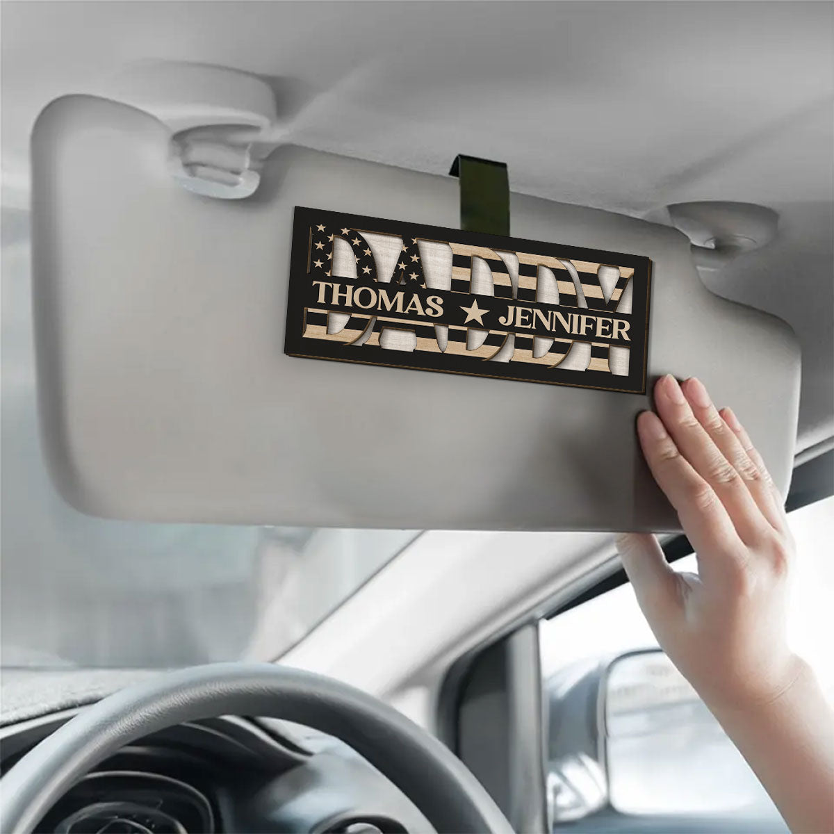 Family Love Dad - Personalized Car Visor Clip
