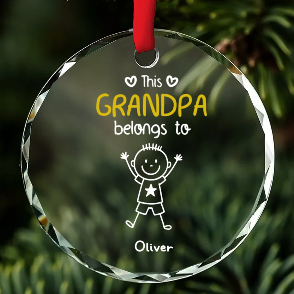 Custom Family Ornament, Christmas Gift for Family Members •  A Grandpa Loved At Christmas - Personalized Glass Ornament