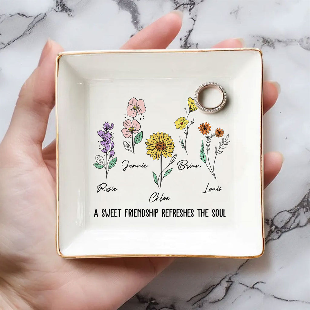 Custom Bestie Trinket Dish, Birthday Christmas Gift For Best Friend • Sweet Friendship - Personalized Jewelry Dish