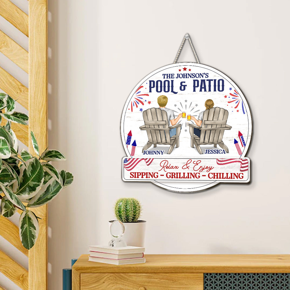 Custom Family Campground Sign, Campsite Outdoor Wall Decor • Relax And Enjoy - Personalized Wood Sign