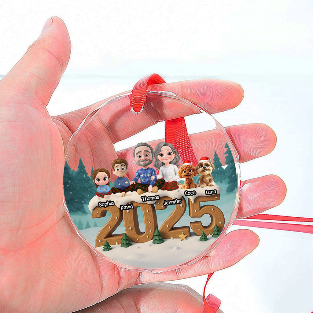Custom Family Ornament, Christmas Gift for Family Members •  As A Family Now Onwards - Personalized 3D Effect Glass Ornament