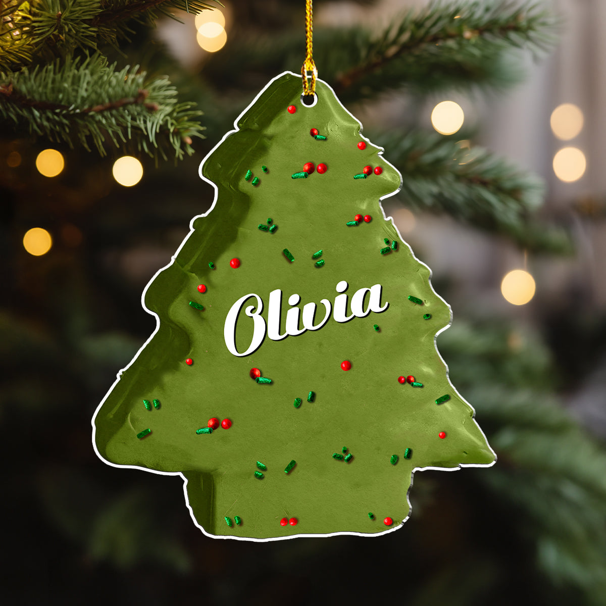 Custom Family Ornament, Christmas Gift for Family Members •  Christmas Tree Cake Name Family - Personalized Acrylic Ornament