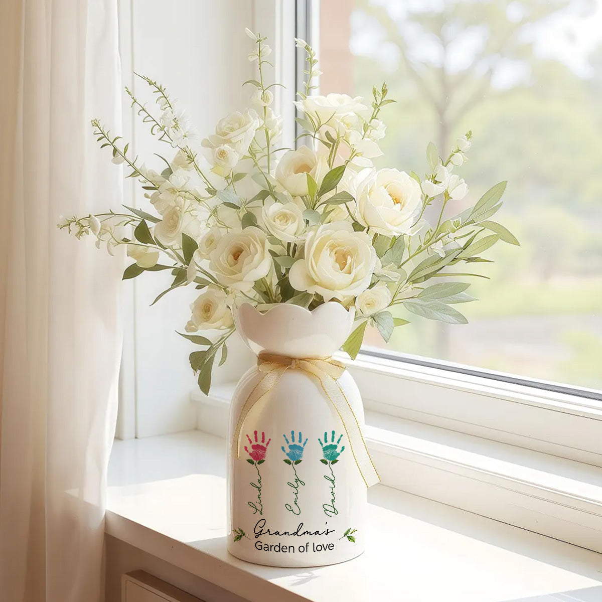Garden Of Love - Personalized Ribbon Tie Flower Vase