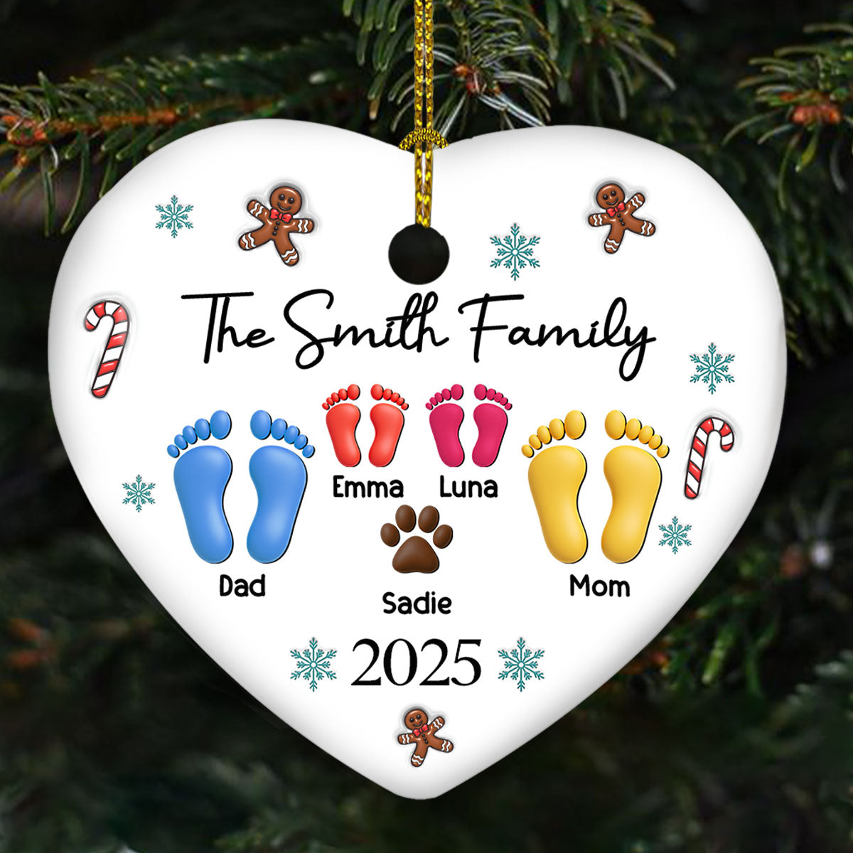 Custom Family Ornament, Christmas Gift for Family Members •  Family Together Christmas 2025 - Personalized 3D Effect Ceramic Ornament