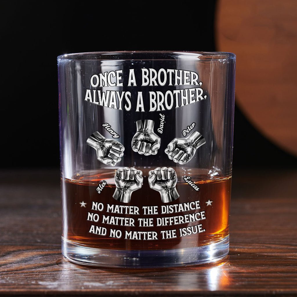 Custom Christmas Birthday Drinkware Gifts for Brother • Always My Brother - Personalized Whiskey Glass