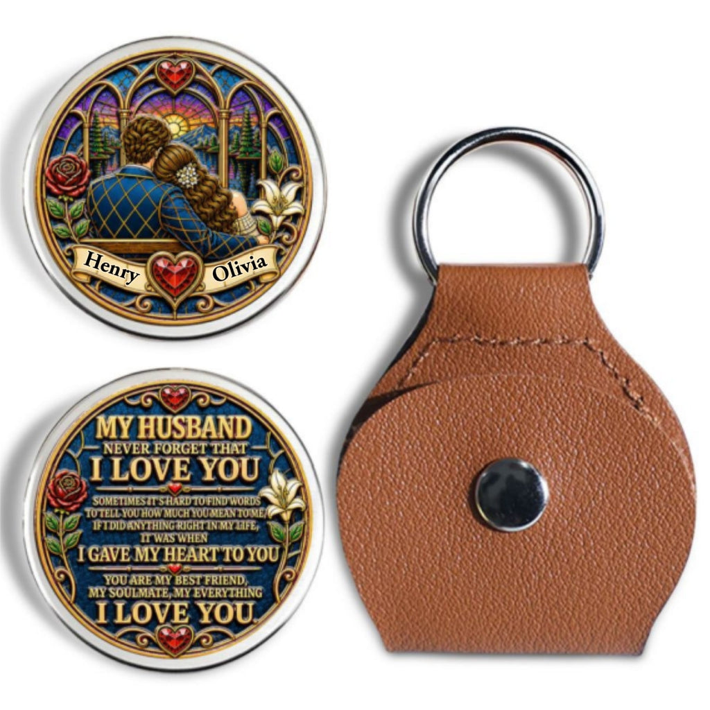 Custom Coin Keychain for Wife, Couple Anniversary Valentine's Day Gifts • My Forever Love - Personalized 3D Printing Pocket Hug