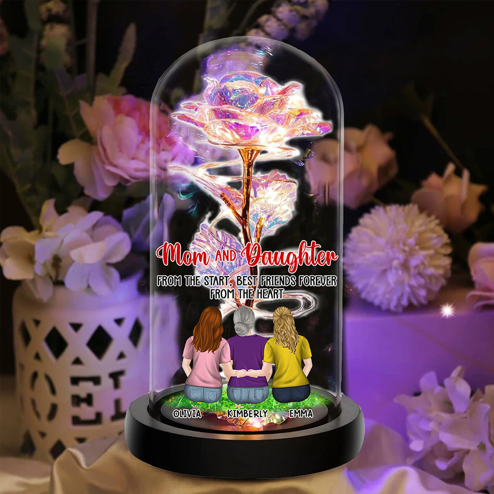 Mother And Daughters - Personalized Sparkly Rose