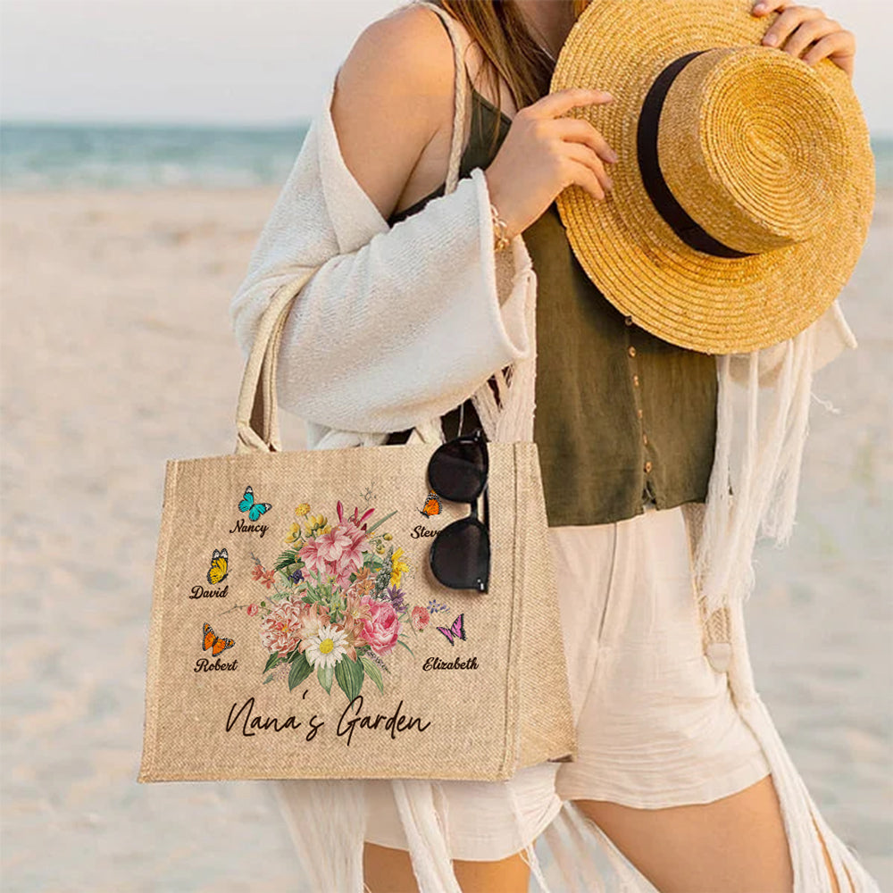 Grandmas Garden - Personalized Jute Tote Bag