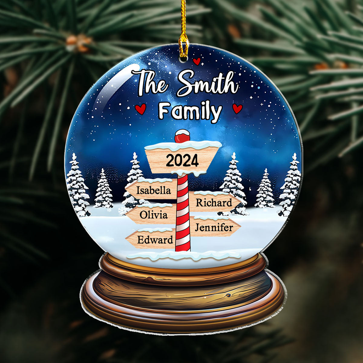 Custom Family Ornament, Christmas Gift for Family Members •  Snow Family - Personalized Acrylic Ornament
