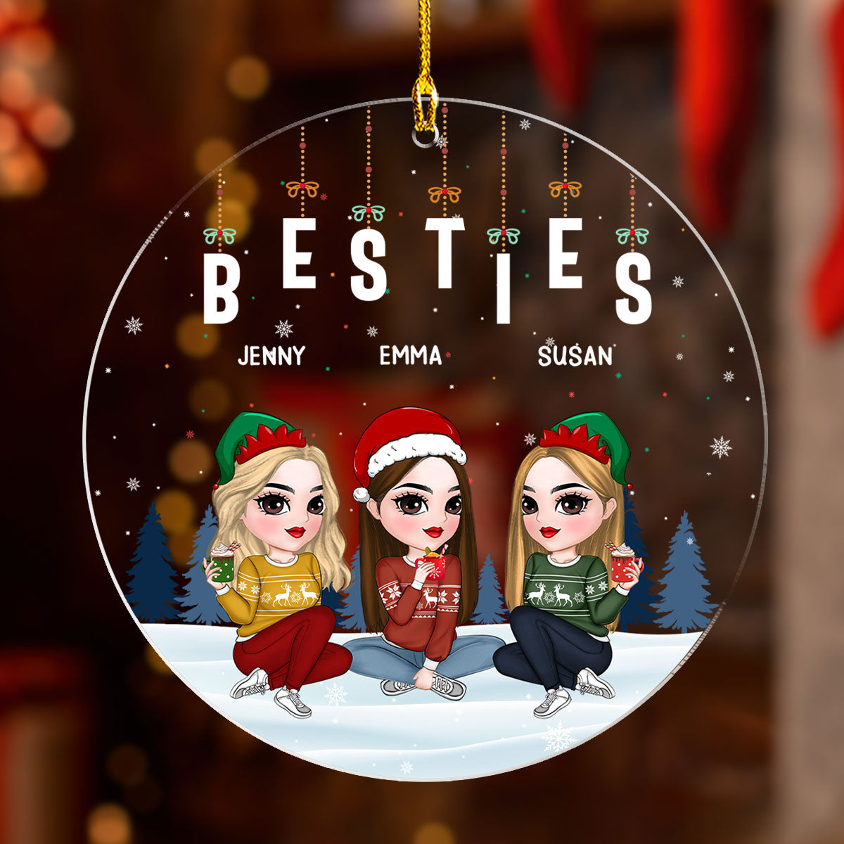 Custom Friendship Christmas Ornament, Best Friend Gift •  Friends Forever - Personalized Acrylic Ornament