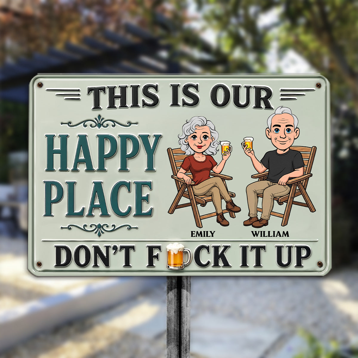 Custom 3D Family Summer Backyard, Patio & Porch Decor • Vintage Palce - Personalized Metal Sign