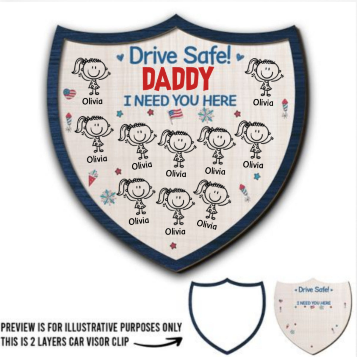 Papa America - Personalized Car Visor Clip