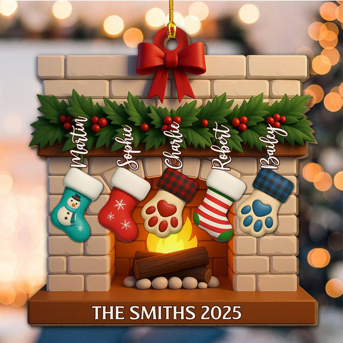 Custom Family Ornament, Christmas Gift for Family Members •  Family Stockings 2025 - Personalized Wood Ornament