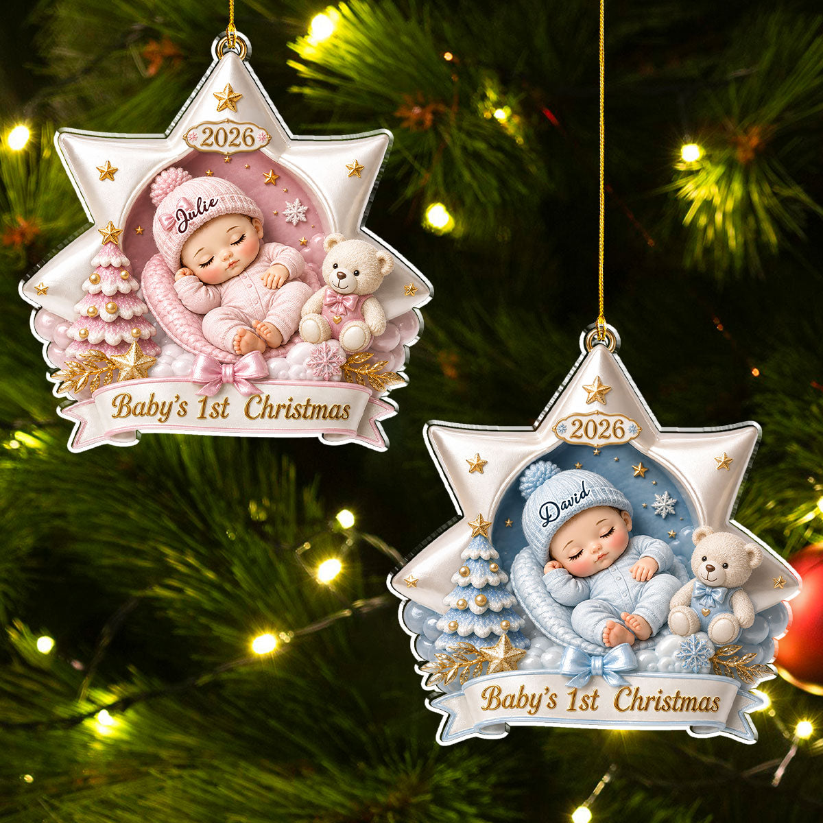 Born For Christmas Magic - Personalized 3D Effect Acrylic Ornament