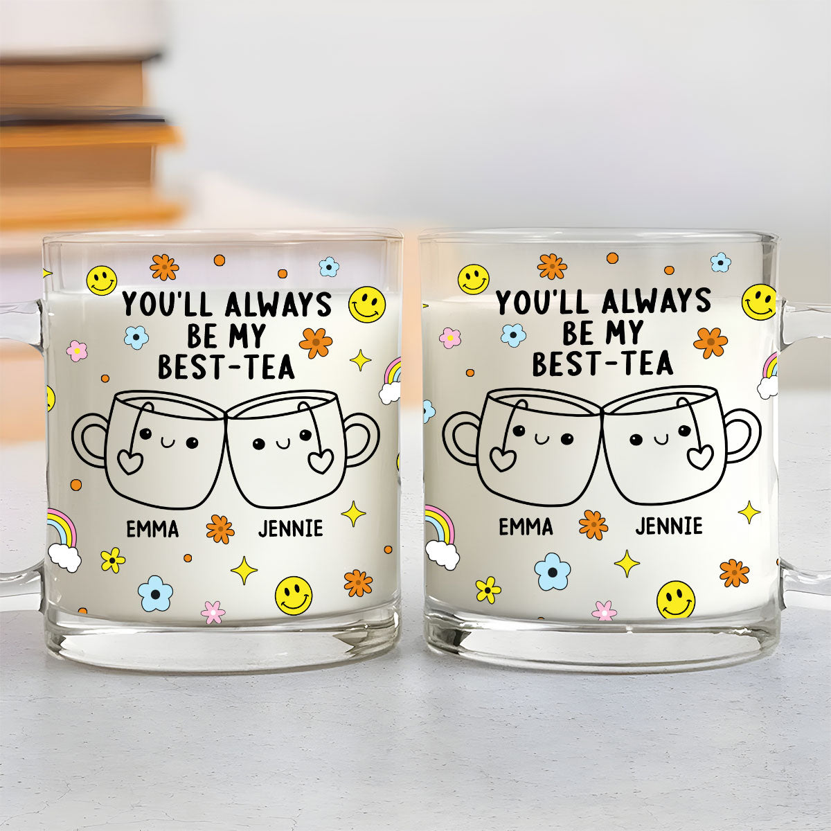 Custom Best Friend, Christmas & Birthday Friendship Keepsake Gift • You Will Always Be My Best-Tea - Personalized Glass Mug