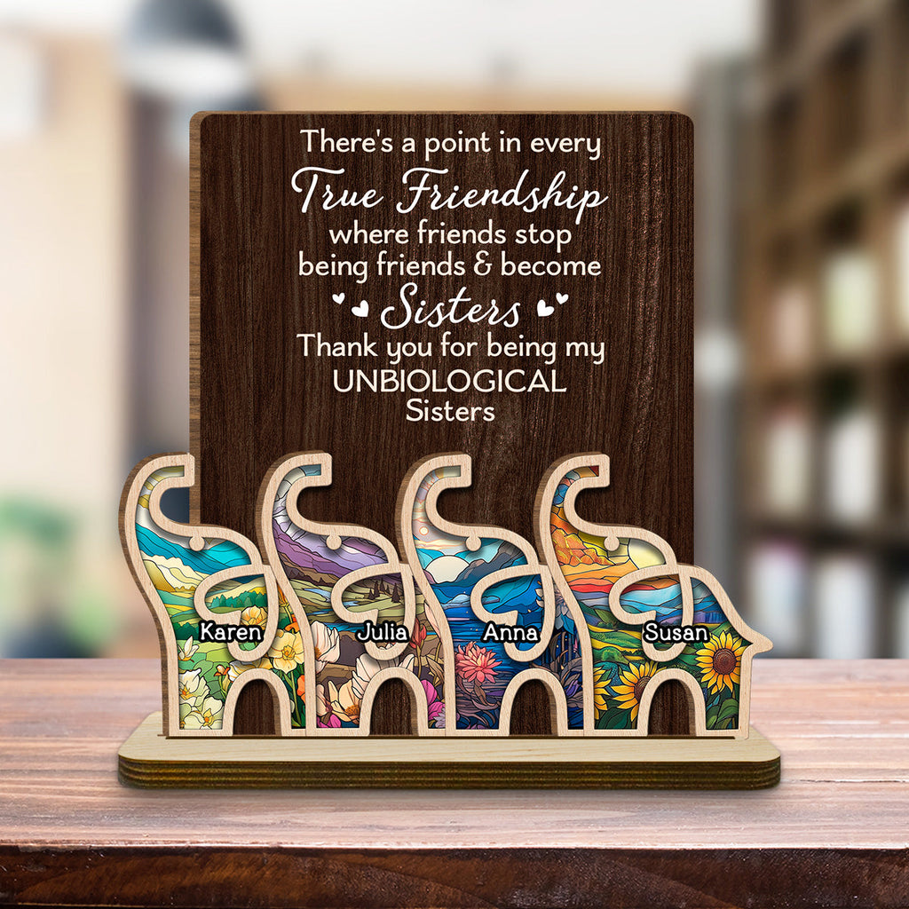 Custom Friendship Decor, Christmas Birthday Gifts For Best Friend • A Point Of This - Personalized 2-Layer Wood Plaque With Flat Base