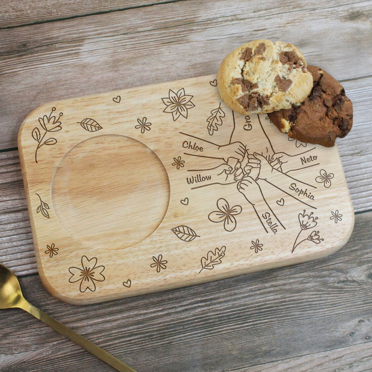 You Hold Our Hands, Also Our Hearts - Personalized Wooden Treat Board