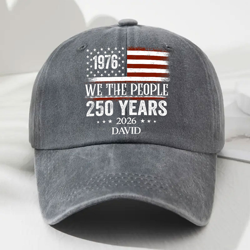 We The People - Personalized Vintage Washed Denim Cap