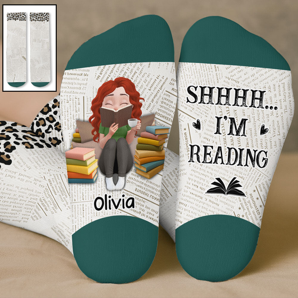 Custom Christmas Birthday Gift For Book Lovers, Bookworms, Readers • Just A Girl Loves Books - Personalized Crew Socks