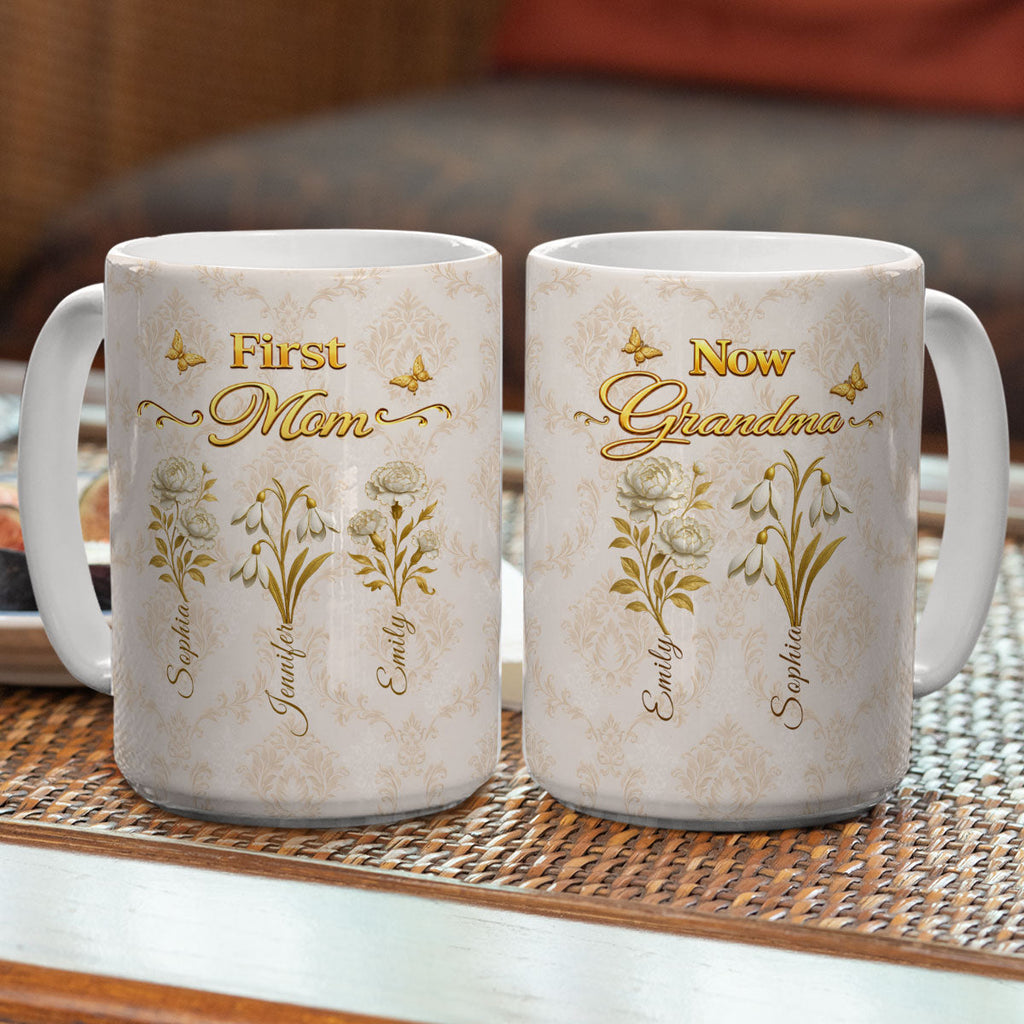 Custom Mother's Day Gift for Mom & Grandma • First Mom Now Grandma Vintage - Personalized Coffee Mug