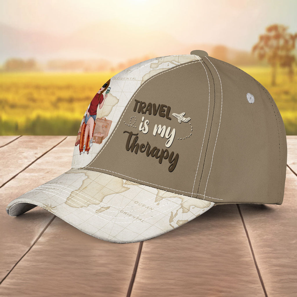 Travel Is My Therapy - Personalized Classic Cap