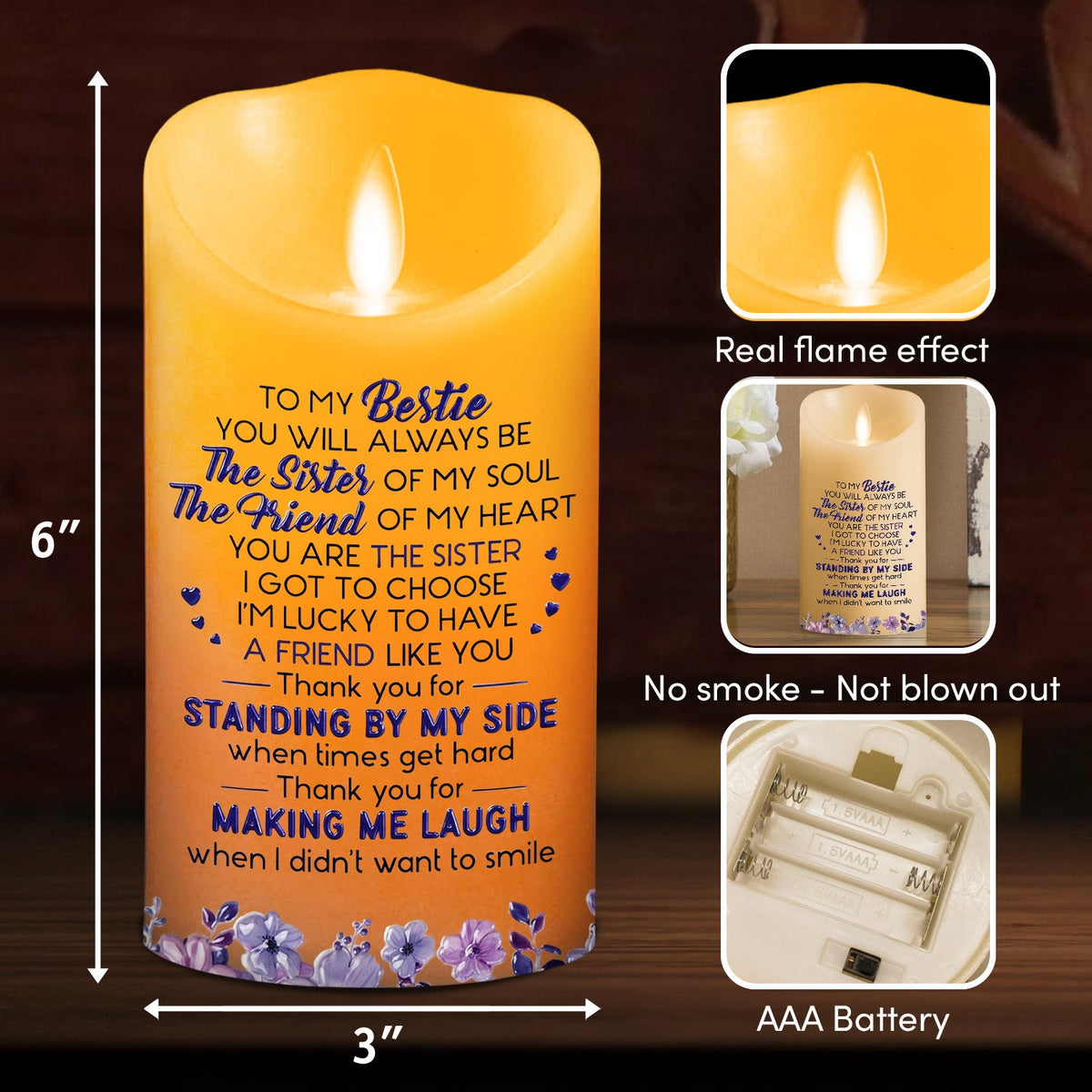 Sister Of My Soul - Personalized LED Candle