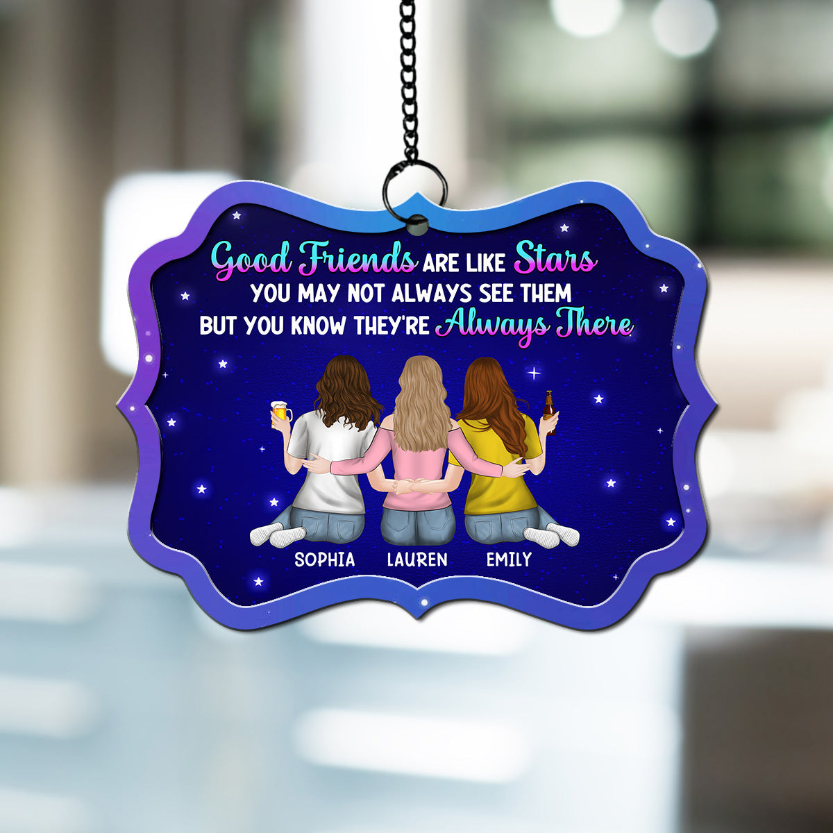 Custom Best Friend Hanging Decor, Friendship Birthday Gifts • Good Friends Are Like Stars - Personalized Suncatcher