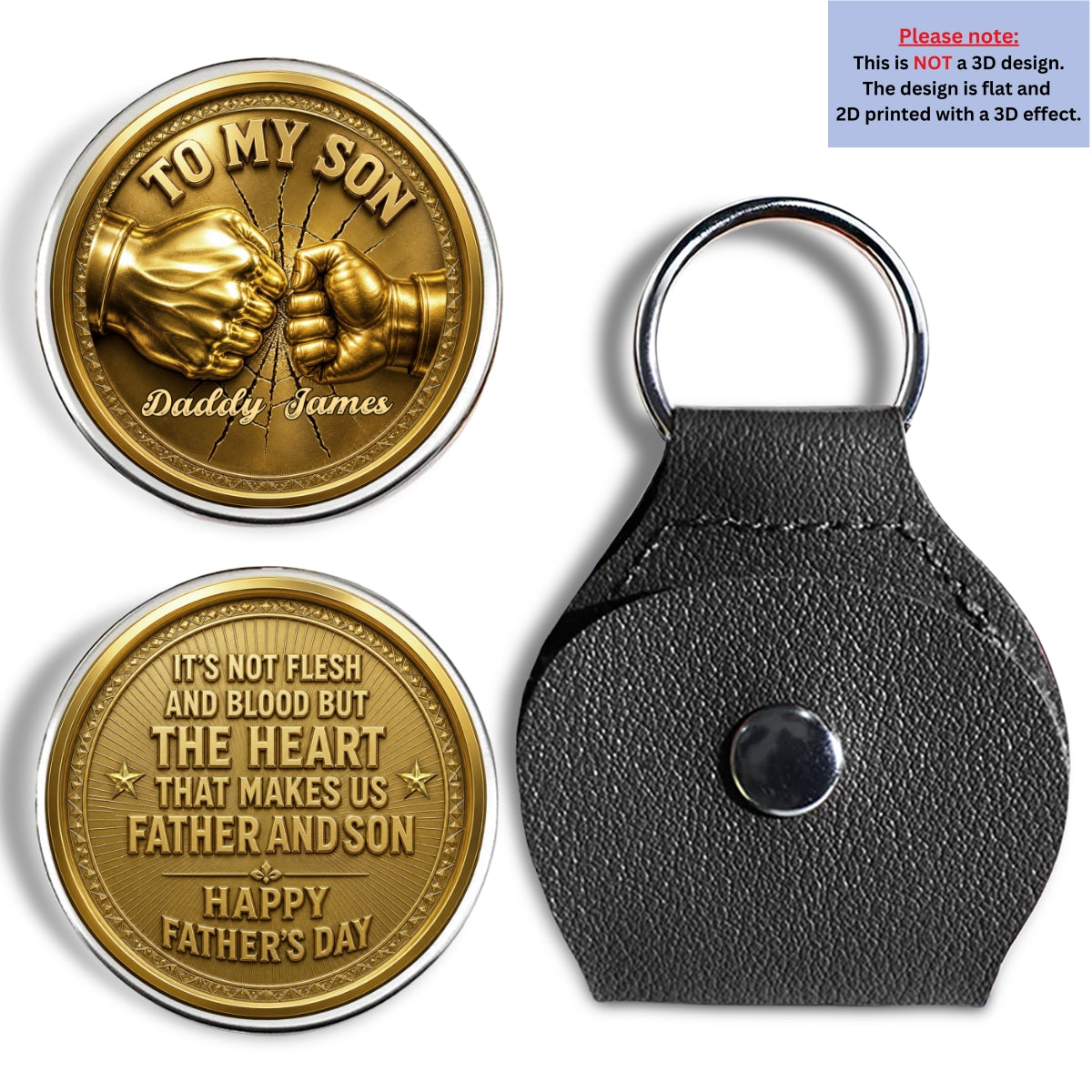 Custom Son Coin Keychain, Father's Day Birthday Gifts • Bonded By Heart - Personalized Pocket Hug