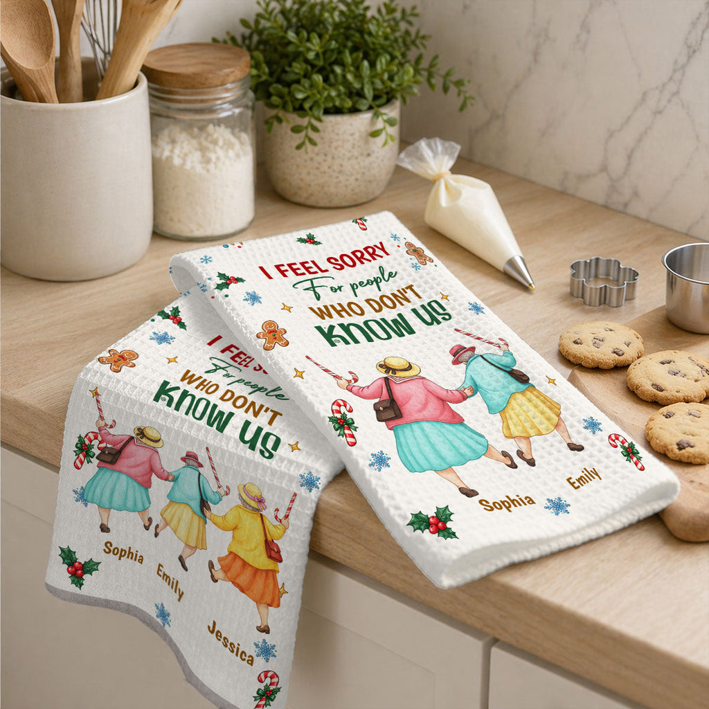 Custom Sister Kitchen Towel With Names, Birthday Christmas Gift For Sister Sibling • Funny Besties - Personalized Kitchen Towel