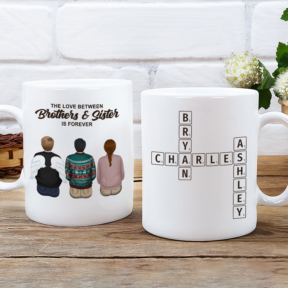 Custom Christmas & Birthday Keepsake Gift • Brothers And Sisters Link Forever Crossword - Personalized Coffee Mug