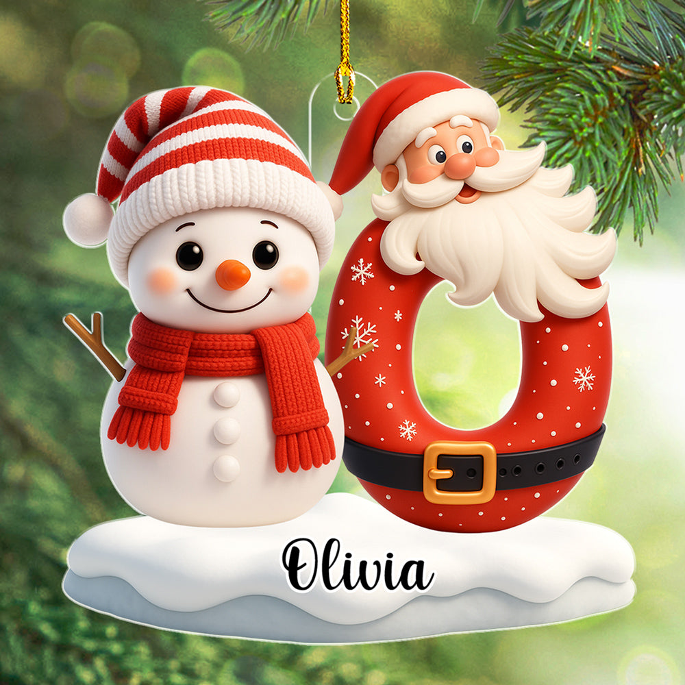 Custom Family Ornament, Christmas Gift for Family Members •  Snowman Merry Christmas - Personalized Acrylic Ornament