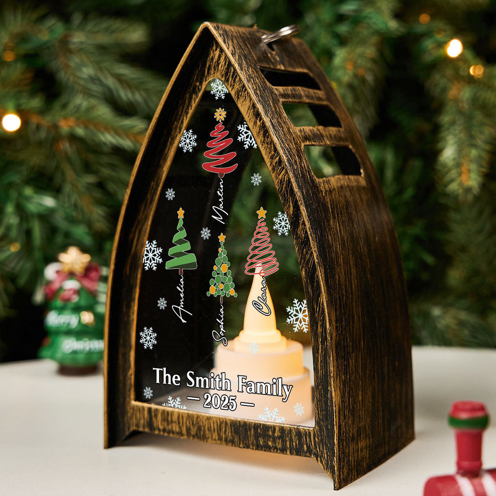 Custom Name Christmas Table Light, Gift for Family Members • Family Christmas Tree Names - Personalized Table Lantern