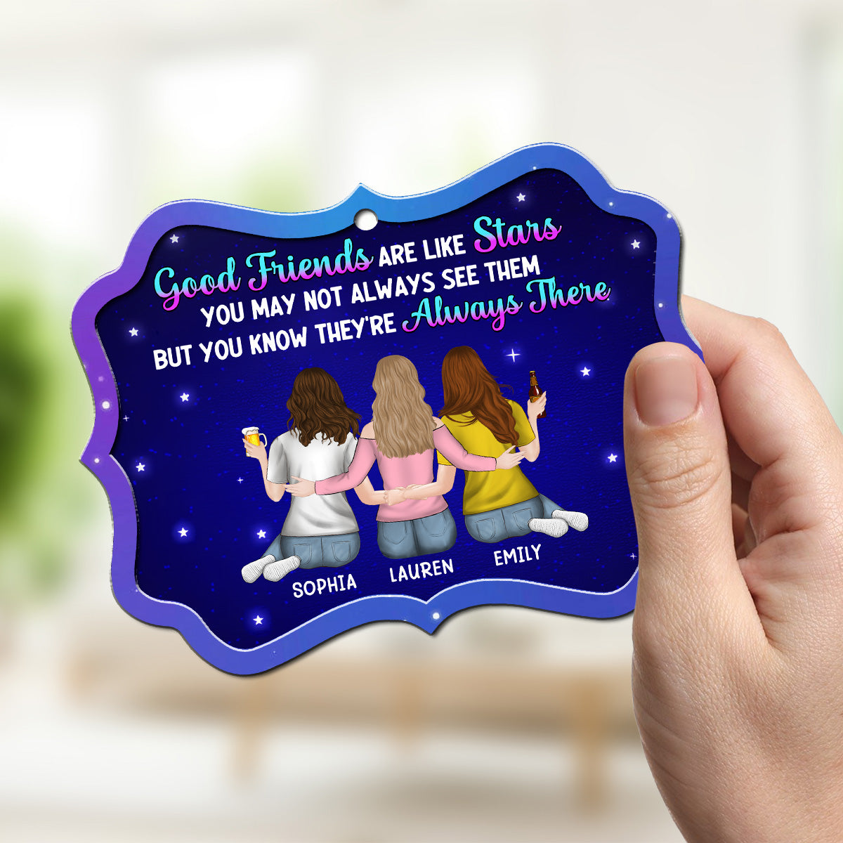 Custom Best Friend Hanging Decor, Friendship Birthday Gifts • Good Friends Are Like Stars - Personalized Suncatcher