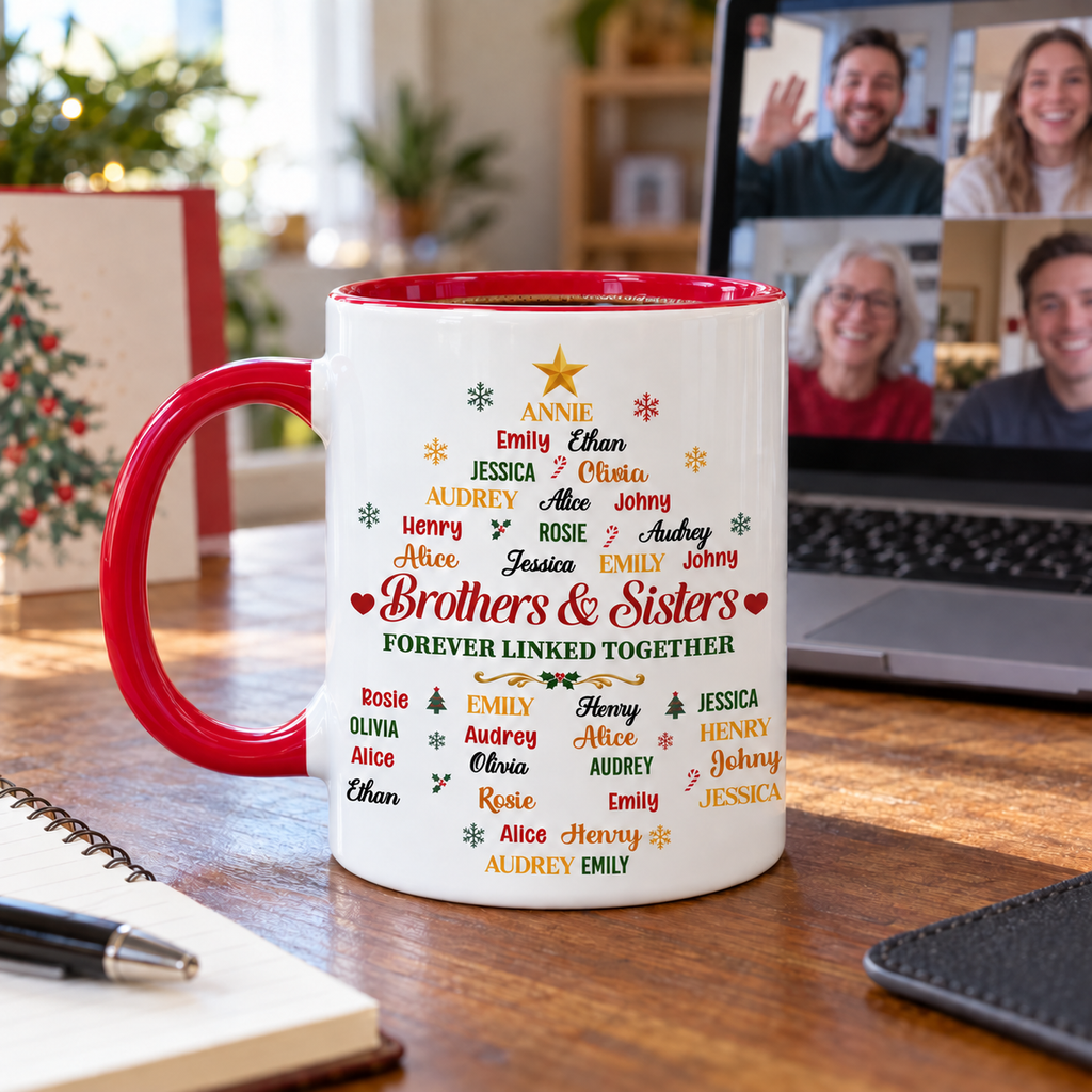 Custom Christmas & Birthday Gift for Brother & Sister • Our Bond Grows With Time - Personalized Accent Mug